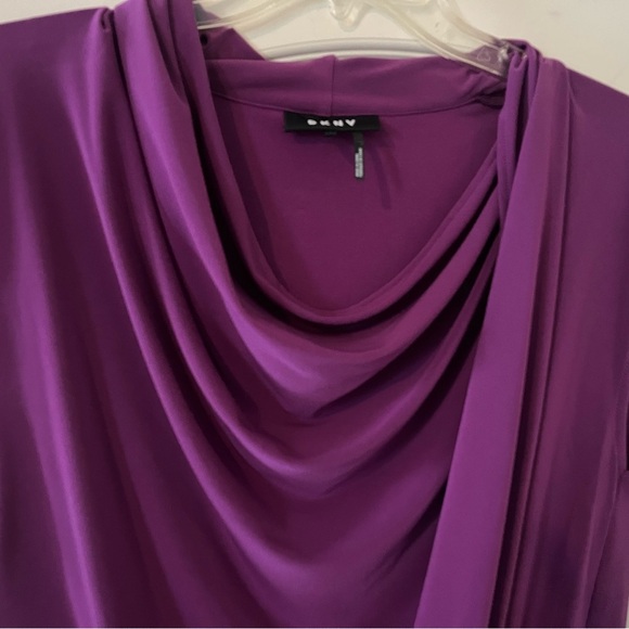 DKNY Elegant Violet Drape Neck Blouse women’s size medium - Picture 8 of 13